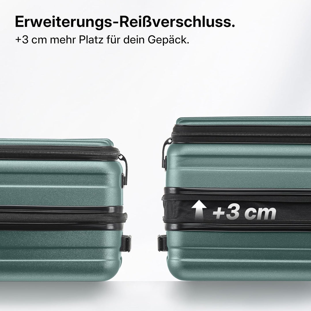 Münicase Koffer Expandierbar – Hartschalen-Trolley mit Oberseiten-Öffnung, Kompressionsgurt & extra