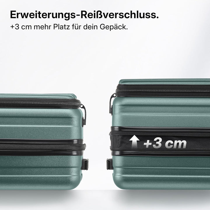 Münicase Koffer Expandierbar – Hartschalen-Trolley mit Oberseiten-Öffnung, Kompressionsgurt & extra
