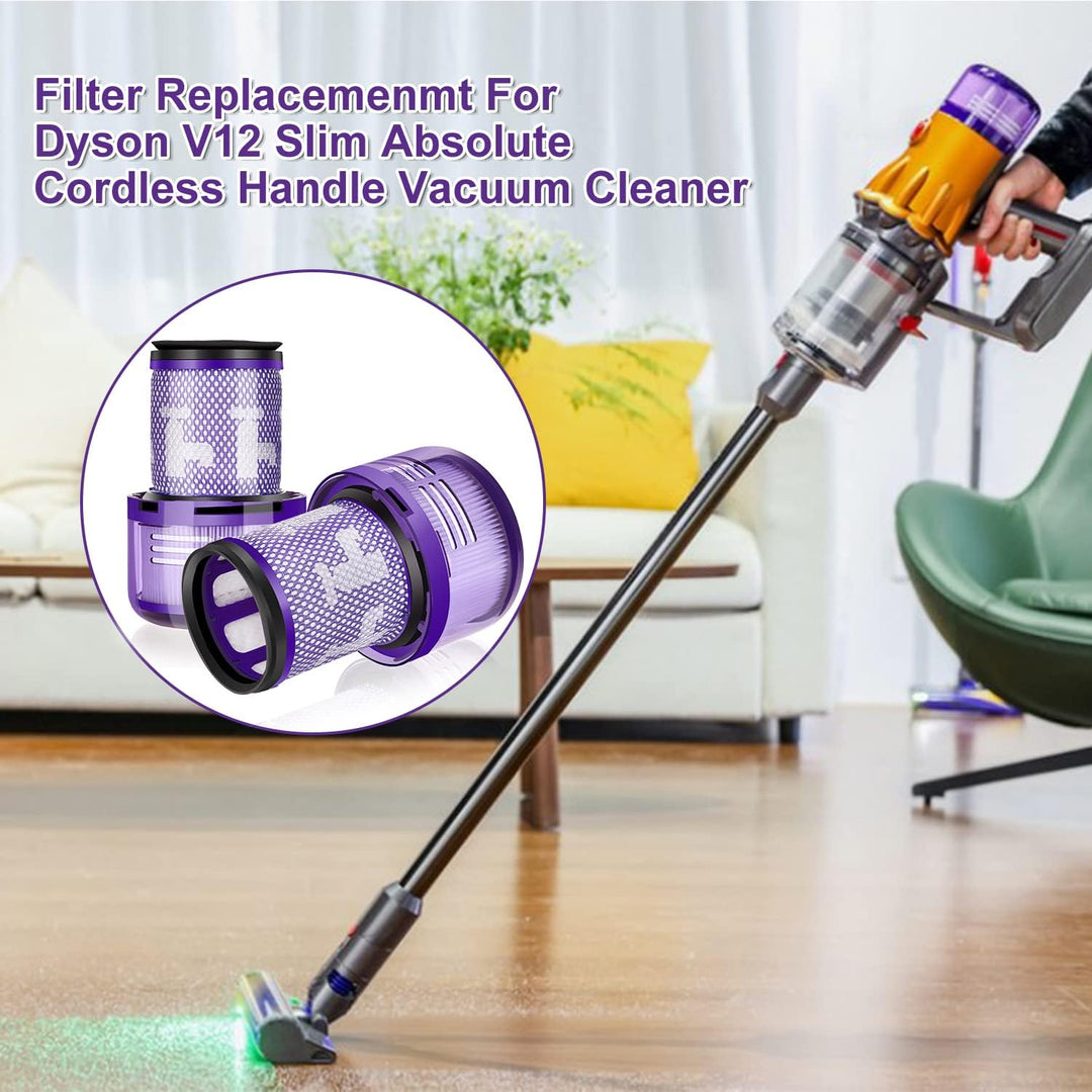 Leadaybetter 2 Stück Ersatzfilter Filter für Dyson V12 Detect Slim Absolute Staubsauger, Waschbar Er