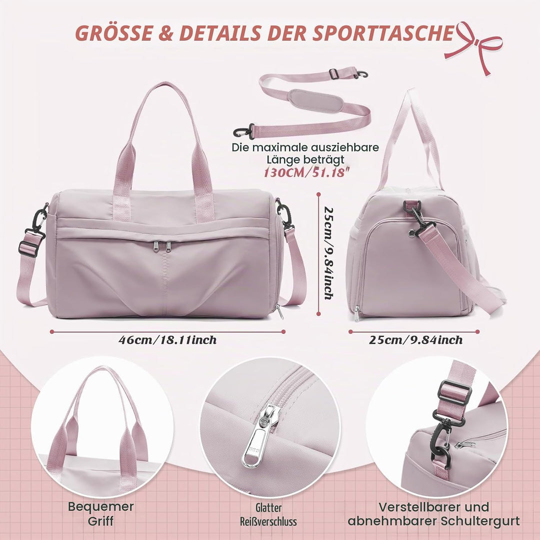 HYC00 Sport Duffel Bag Damen Sporttasche mit Schuhfach Reisetasche Damen Weekender Travel Bag Handge