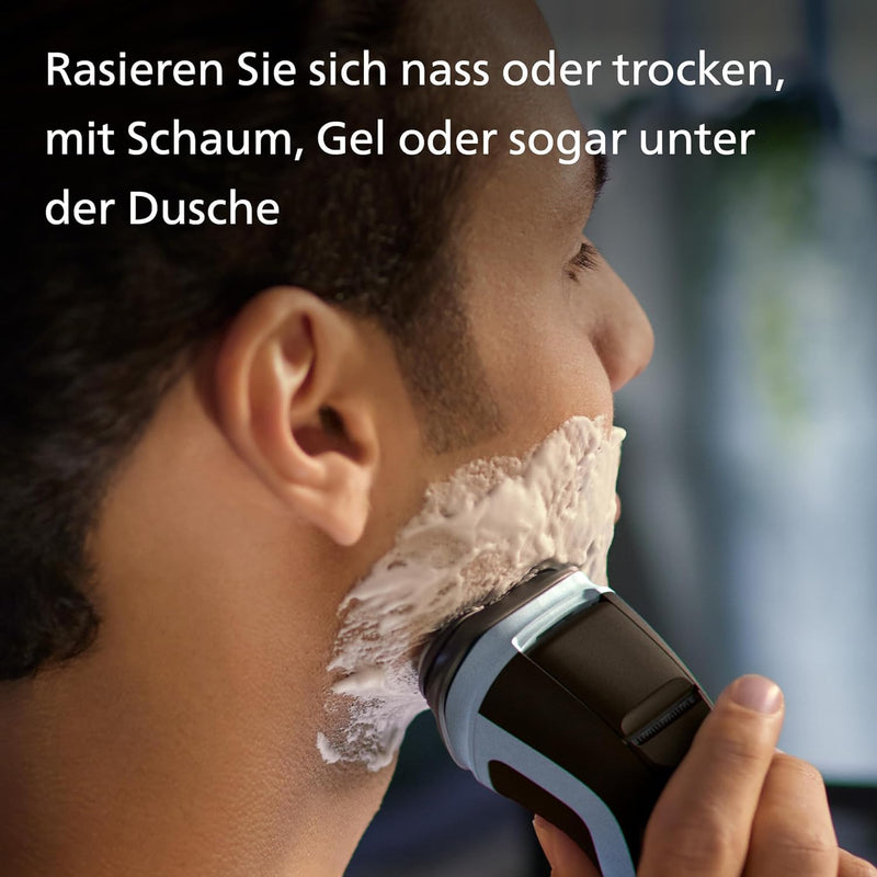 Philips Shaver Series 3000X – Elektrischer Nass- und Trockenrasierer für Männer in Himmelblau, mit S