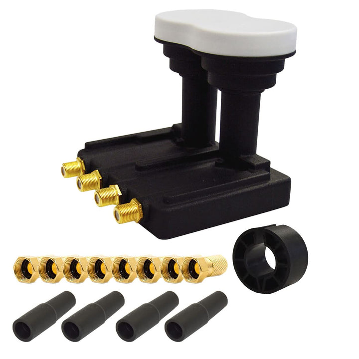 Premium X Quad Monoblock LNB 3° PXMB-3Q 0,1 dB Astra 19,2° Eutelsat 16° HDTV FullHD UltraHD 4K 3D ta