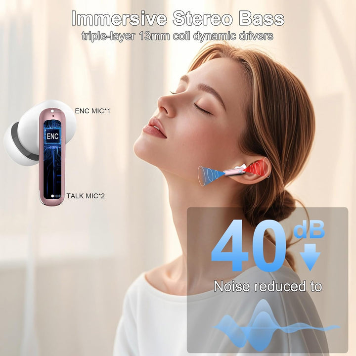 Nerunsa Bluetooth Kopfhörer Sport, 50 Std Spielzeit In Ear Kopfhörer mit ENC Noise Cancelling Mics,