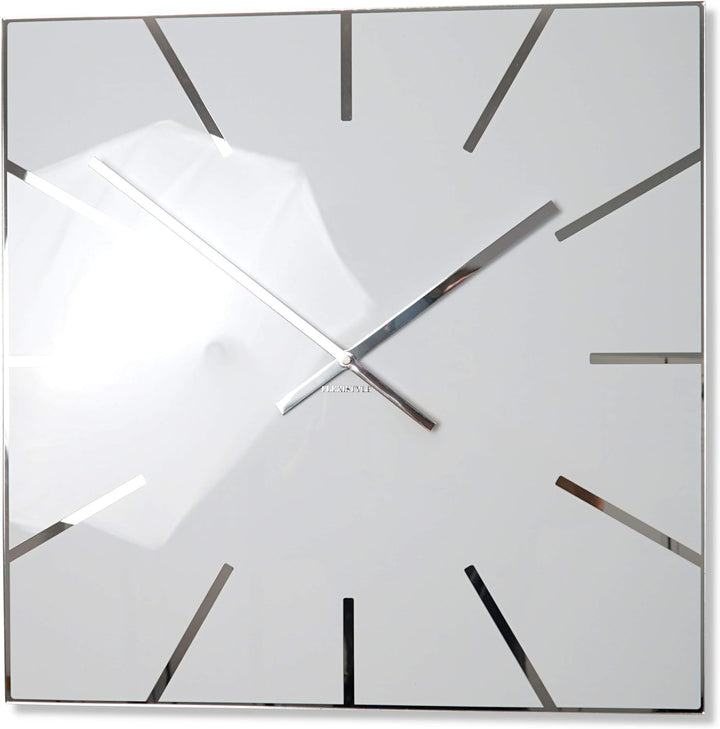 FLEXISTYLE Moderne grosse Wanduhr Exact 50cm, Acrylglas und Acrylspiegel, Stille, Wohnzimmer, Schlaf