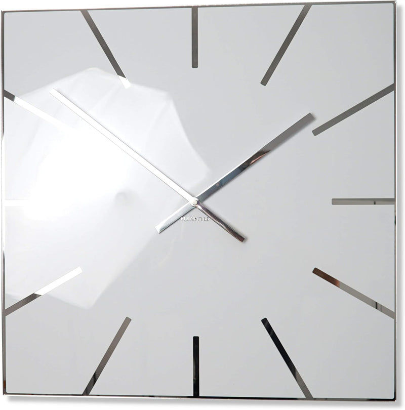 FLEXISTYLE Moderne grosse Wanduhr Exact 50cm, Acrylglas und Acrylspiegel, Stille, Wohnzimmer, Schlaf
