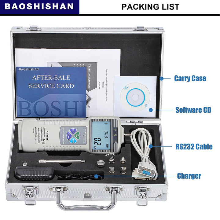 BAOSHISHAN Digitaler Kraftmesser Push-Pull-Messgerät-Tester mit USB-RS232-Schnittstelle Push-Pull-Me