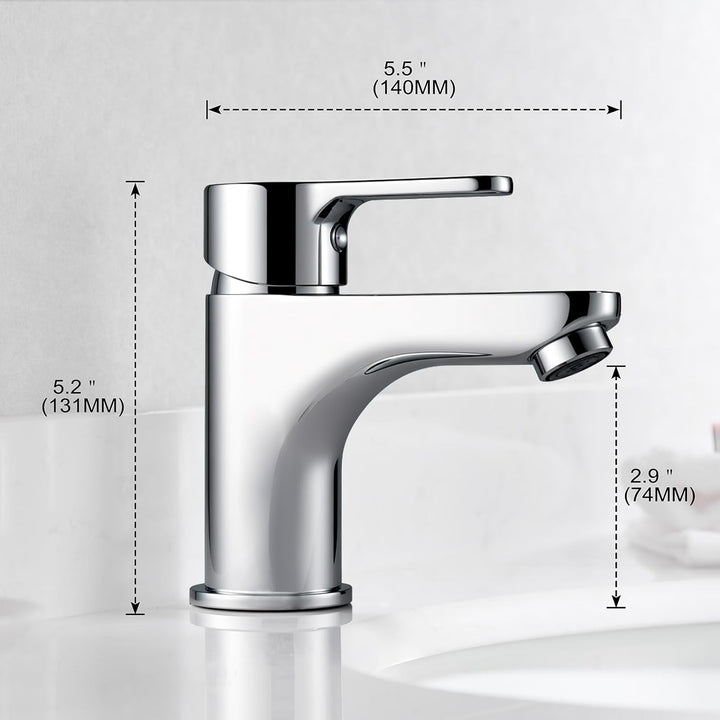 GRIFEMA Wasserhahn Bad Einhebelmischer, Waschtischarmatur Chrome Keramikkartusche, Perlator, Tropffr