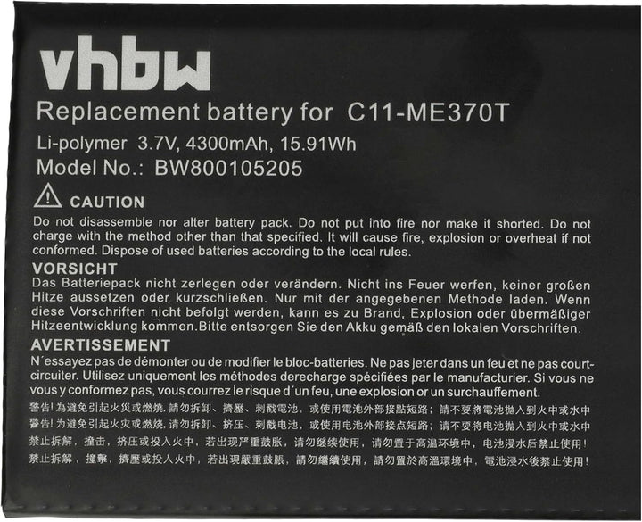 vhbw Akku Ersatz für Asus C11-ME370TG, 0B200-00120100M-A1A1A-219-17QE, ME3PNJ3, C11-ME370T für Table