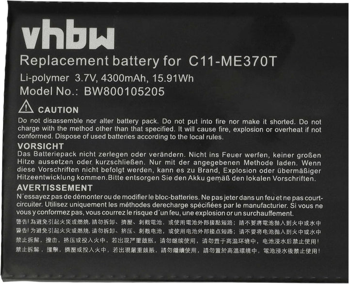 vhbw Akku Ersatz für Asus C11-ME370TG, 0B200-00120100M-A1A1A-219-17QE, ME3PNJ3, C11-ME370T für Table