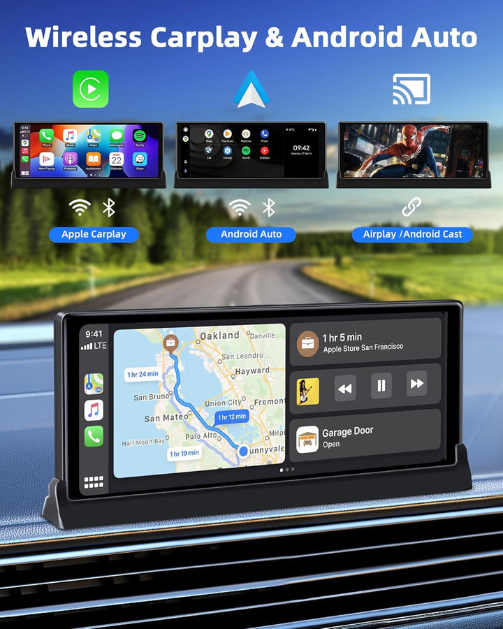 Jansite Carplay Android Auto Display mit Exklusive Halterung, 10,26 Zoll Touchscreen Car Play Bildsc
