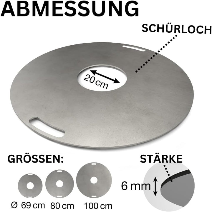 Terma Feuerplatte Durchm. 69 cm, Grillplatte, Plancha Stärke 6 mm, Grillring, Feuerring 69cm Feuerpl