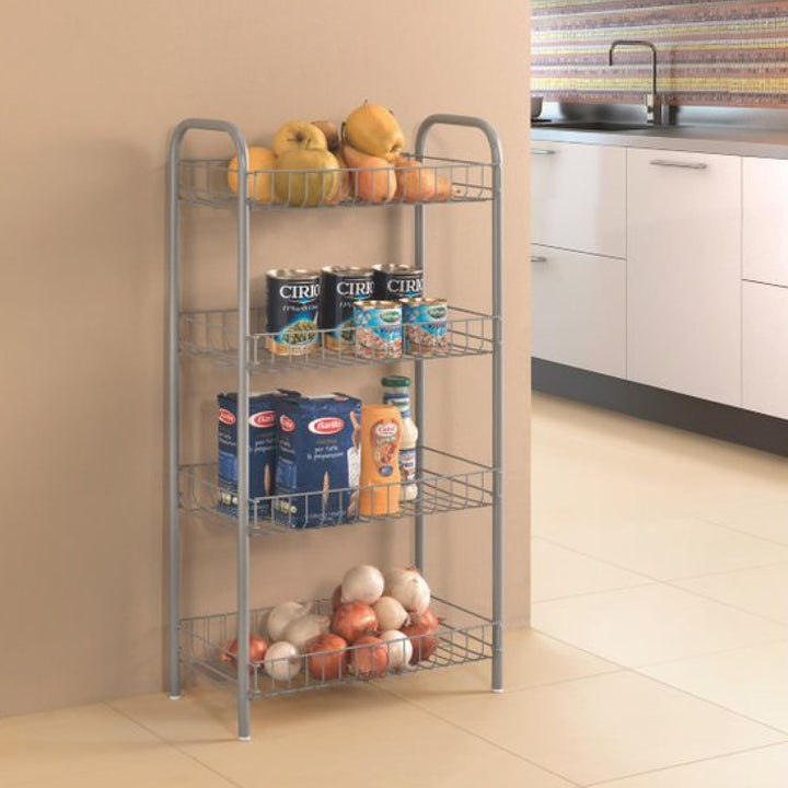 Metaltex 343014039 Monaco Allzweckregal, 4-Etagen, 41 x 23 x 80 cm, silber 4- Etagen, 4- Etagen