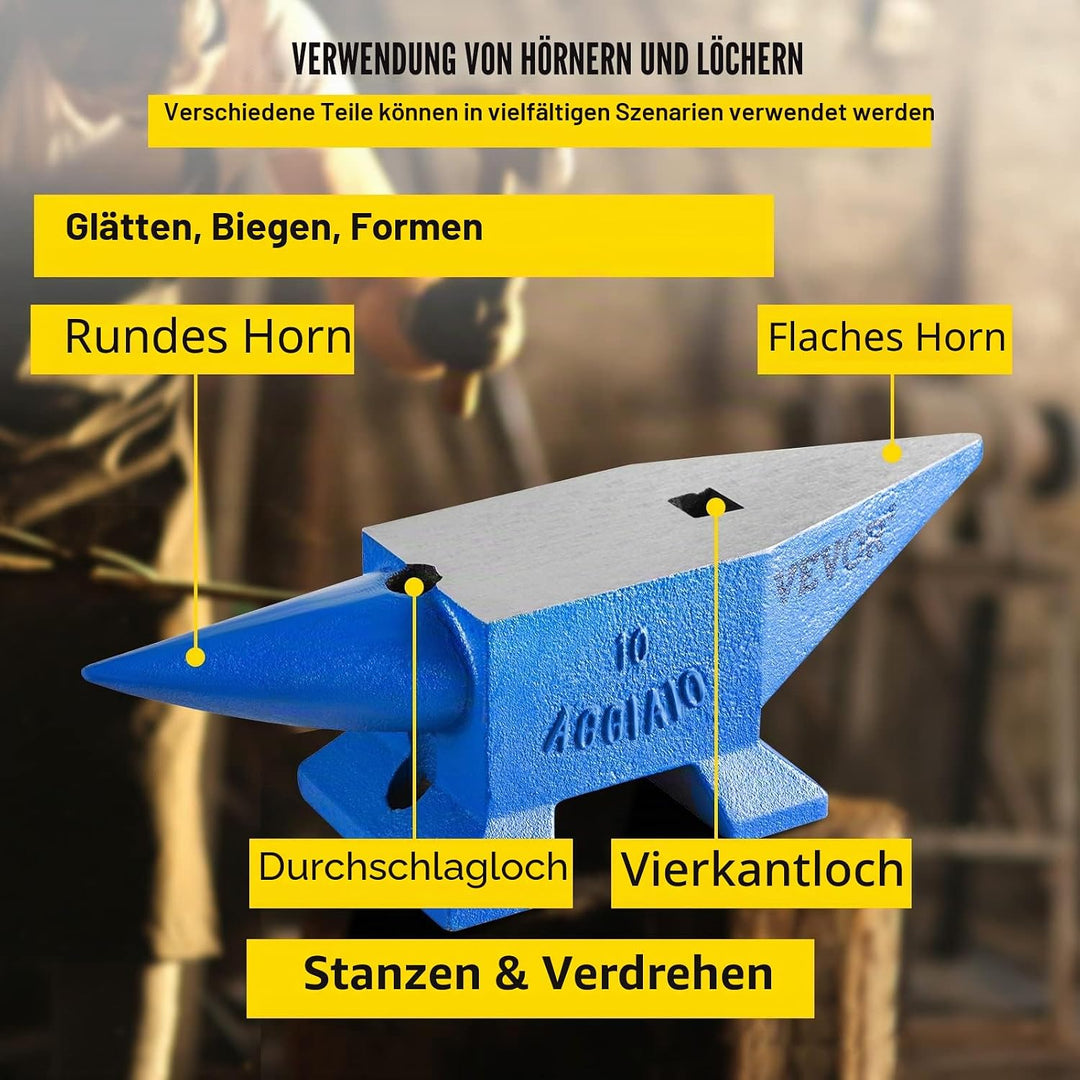 Happybuy Schmiede Amboss 10KG Schmiede Zubehör Amboss Werkzeuge geschmiedeter Stahl mit rundem und q