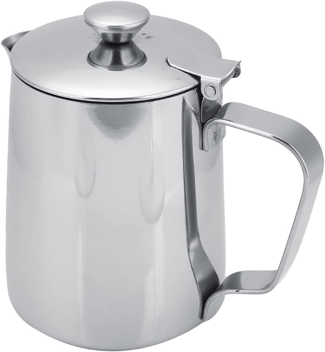 Ejoyous Milchkännchen Edelstahl, Milch Aufschäumer Kännchen mit Deckel, Handheld Milchkanne für Capp