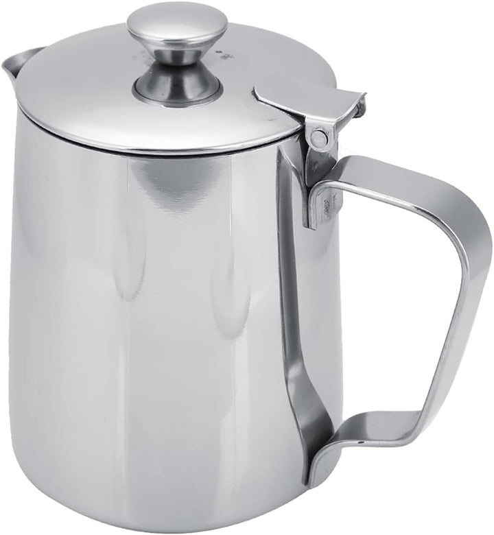 Ejoyous Milchkännchen Edelstahl, Milch Aufschäumer Kännchen mit Deckel, Handheld Milchkanne für Capp