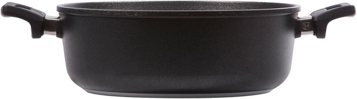 Eurolux Guss-Schmortopf Ø 20 cm - ca. 3.0 Liter - kleiner 10 cm flacher Bratentopf Aluguss mit Antih
