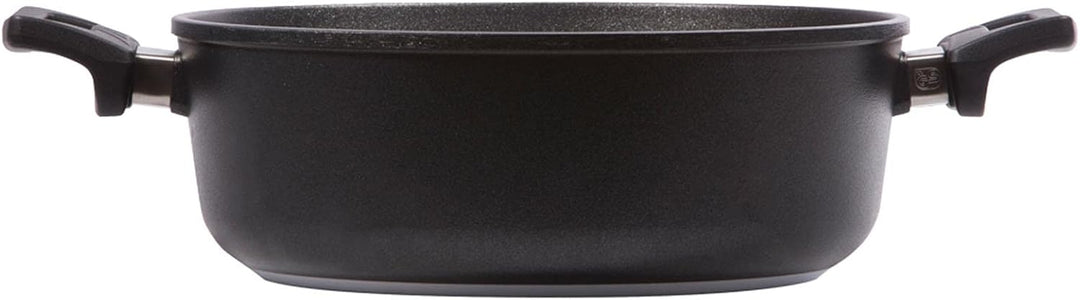 Eurolux Guss-Schmortopf Ø 20 cm - ca. 3.0 Liter - kleiner 10 cm flacher Bratentopf Aluguss mit Antih