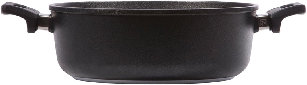 Eurolux Guss-Schmortopf Ø 20 cm - ca. 3.0 Liter - kleiner 10 cm flacher Bratentopf Aluguss mit Antih