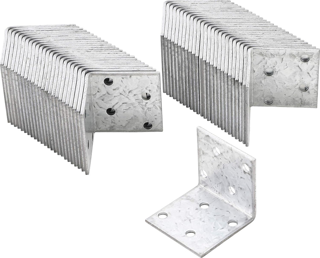 BGS Diy 80934-50 | Winkelverbinder | 40 x 40 x 40 x 2 mm | 50 Stück | Verzinkt | Bohrungen zur Befes