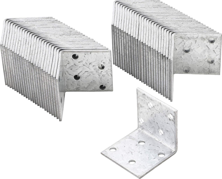 BGS Diy 80934-50 | Winkelverbinder | 40 x 40 x 40 x 2 mm | 50 Stück | Verzinkt | Bohrungen zur Befes