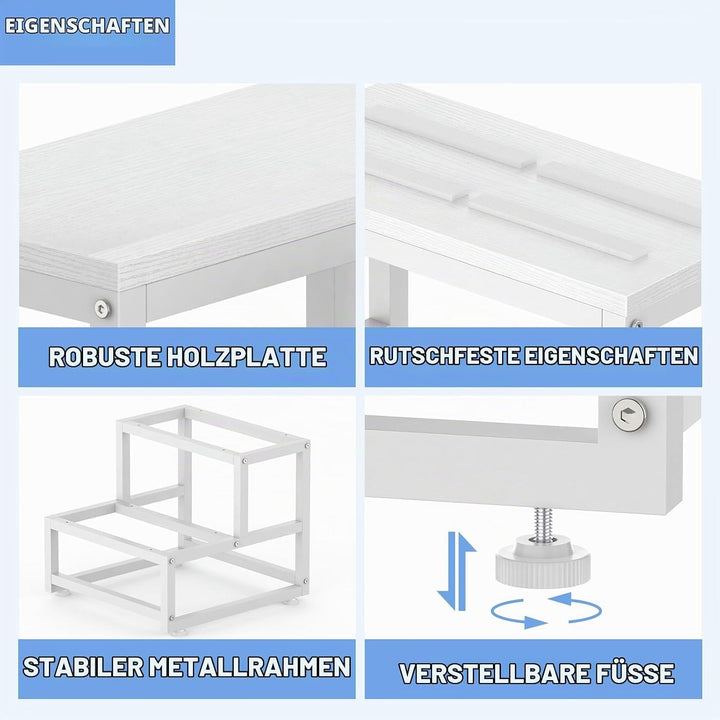 LIANTRAL Tritthocker für Erwachsene und Kinder, 2-Stufen-Hocker, Heavy Duty Stahl und Stabiler hölze