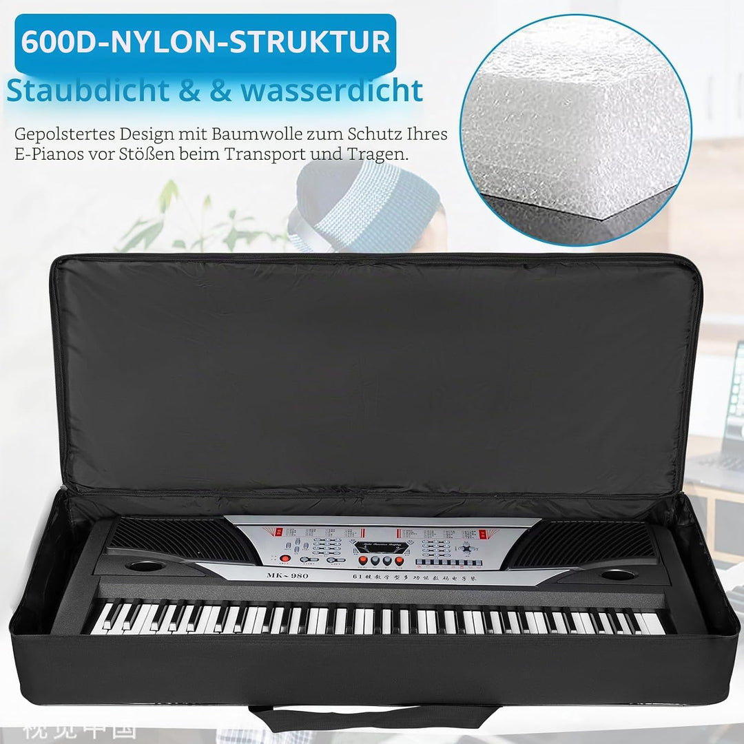 AKOZLIN Tragbare gepolsterte Tastaturhülle mit 76 Tasten, Masse: 116,8 x 13,5 x 45,7 cm, Gigbag für