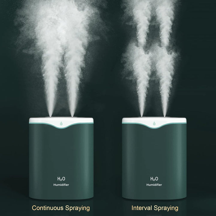 ACAGALA 2L Doppelspray-Luftbefeuchter mit LED-Licht Cool Mist Auto Shut-Off Luftbefeuchter Tragbare