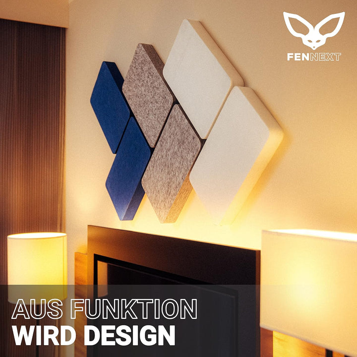 FENNEXT® Schallabsorber Wand Paneele [6 Stk.] für spürbar reduzierte Geräusche I Modernes Akustikbil