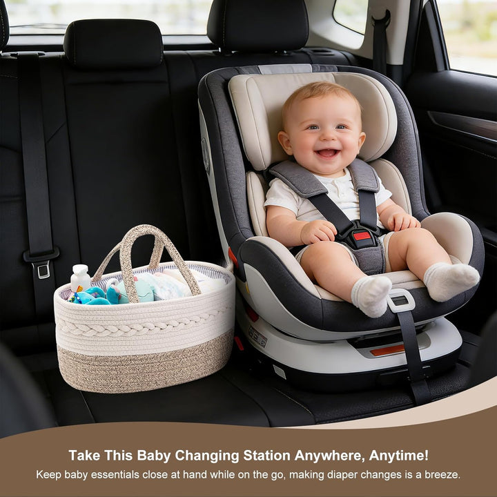 YeaYee Baby Windel Caddy Organizer，Multifunktionale Aufbewahrungsbox für Windeln， mit wechselbaren F