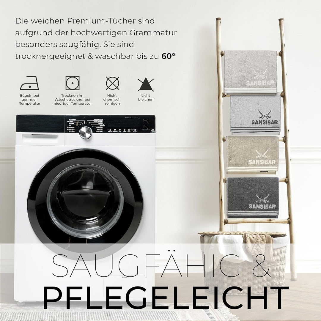 Sansibar Gästetuch Doubleface 6er 30x50 cm Handtuch Seiftuch Zweifarbig 100% Baumwolle Gestreifte Bo