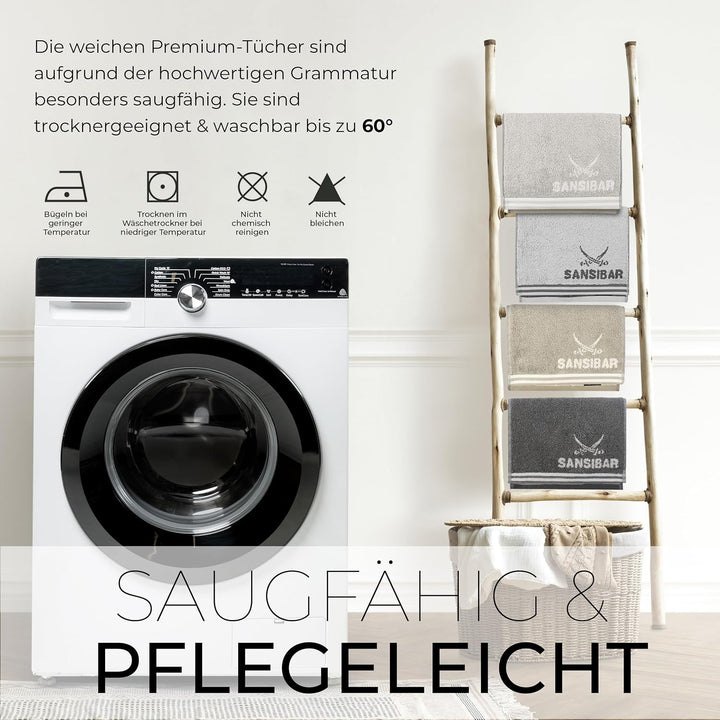 Sansibar Gästetuch Doubleface 6er 30x50 cm Handtuch Seiftuch Zweifarbig 100% Baumwolle Gestreifte Bo
