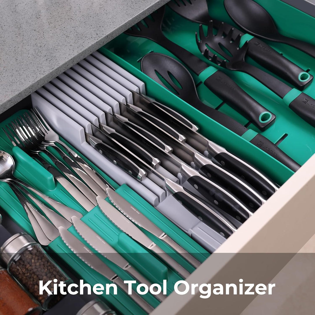 Linoroao Messerhalter Schublade, Platzsparendes, Abnehmbares Design für Messer, Besteck, Gewürze und
