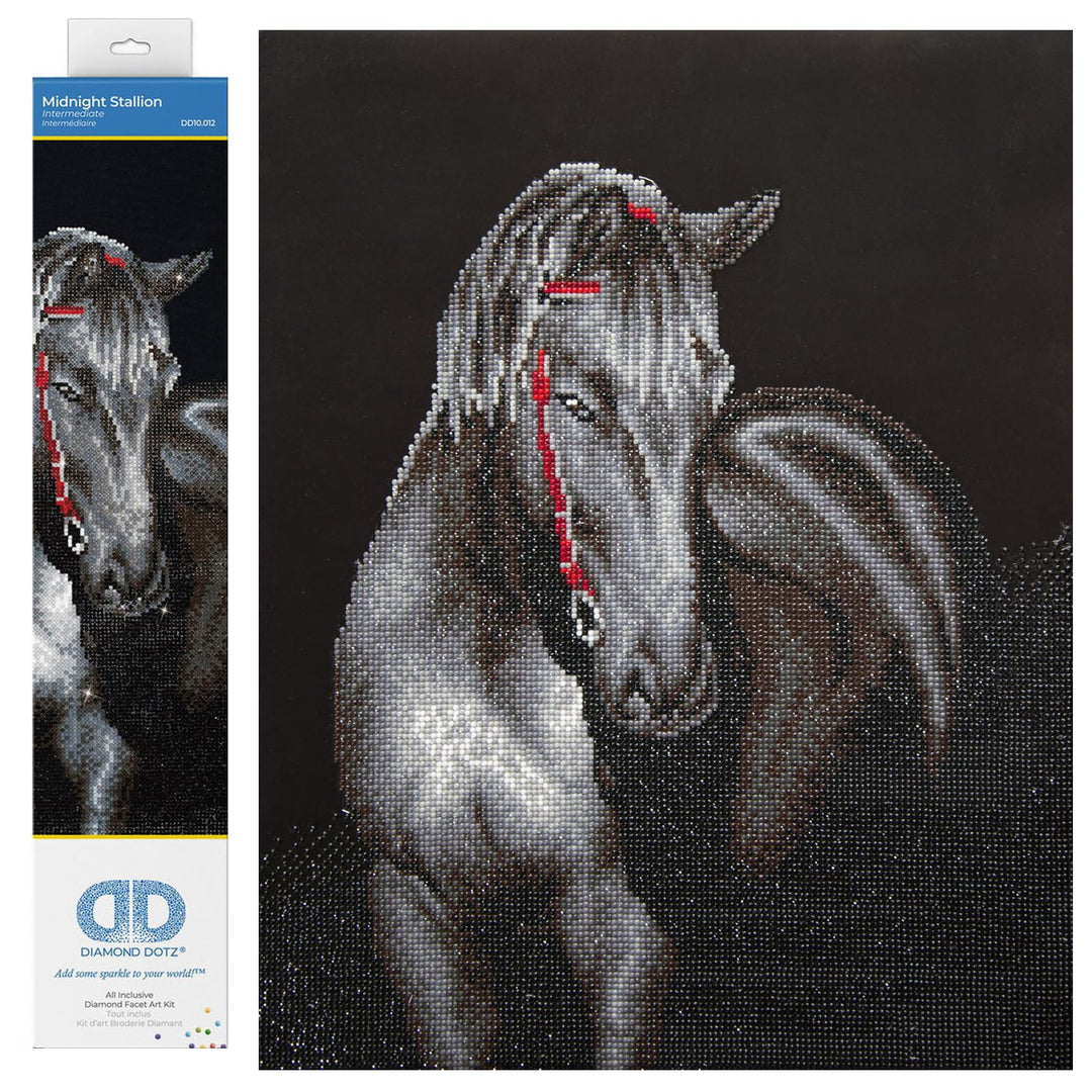 DIAMOND DOTZ DD10.012 - Original 5D Diamond Painting Set Schwarzes Pferd, Kreativset mit 16.797 Diam