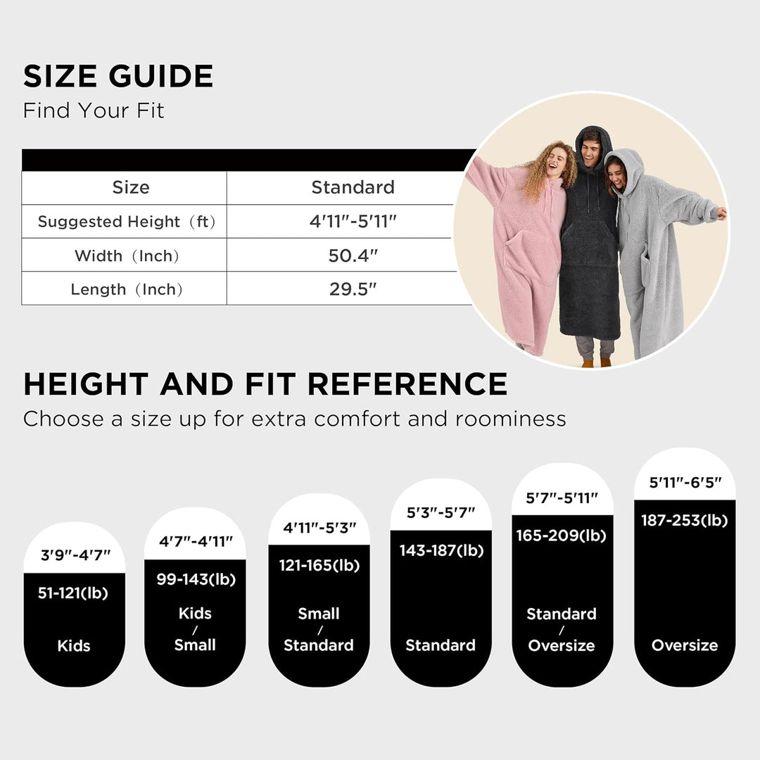 BEDSURE Hoodie Decke mit Ärmeln - Tragbare Decke zum Anziehen Erwachsene Kuschelpullover, Warm Kusch