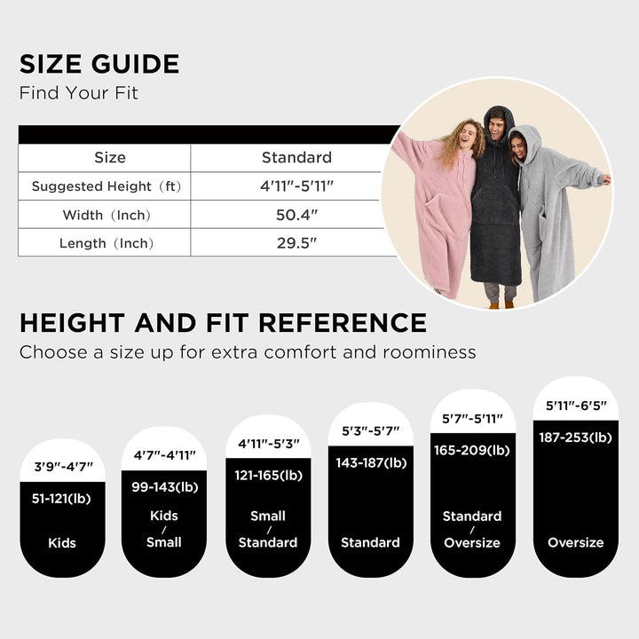 BEDSURE Hoodie Decke mit Ärmeln - Tragbare Decke zum Anziehen Erwachsene Kuschelpullover, Warm Kusch