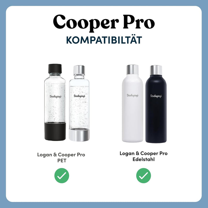 Sodapop Wassersprudler Cooper Pro Weiss inklusive 1x PET-Flasche, Einfache Handhabung mit Einhängeme