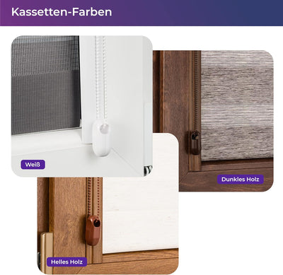 schattenfreu.de Doppelrollo mit Kassette nach Mass | Zum Ankleben ohne Bohren | Optional zum Anschra