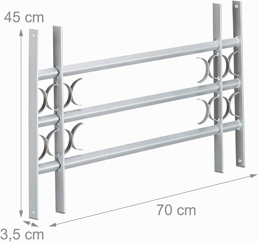 Relaxdays Fenstergitter Einbruchschutz, Ausziehbar, Aussen, Verzinkt, Stahl, 450 x 700-1050 mm, Sich