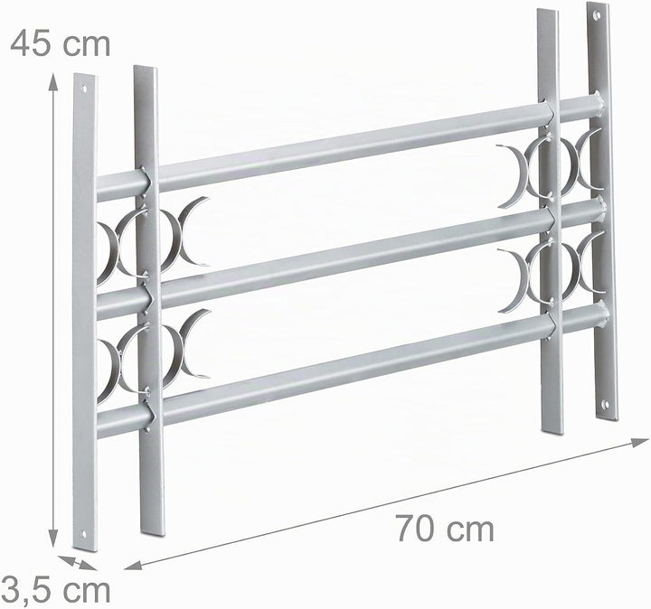 Relaxdays Fenstergitter Einbruchschutz, Ausziehbar, Aussen, Verzinkt, Stahl, 450 x 700-1050 mm, Sich