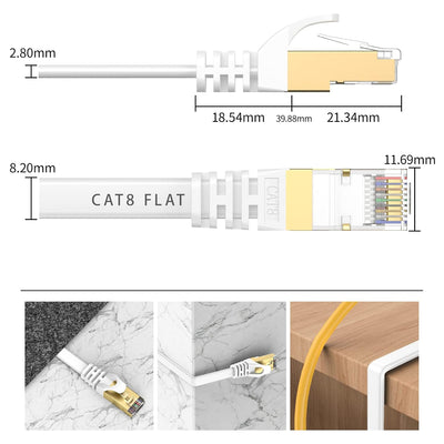 BUSOHE Cat 8 Ethernet-Kabel 10m, Hochgeschwindigkeits- Gigabit RJ45 LAN Netzwerkkabel, 40Gbps 2000Mh