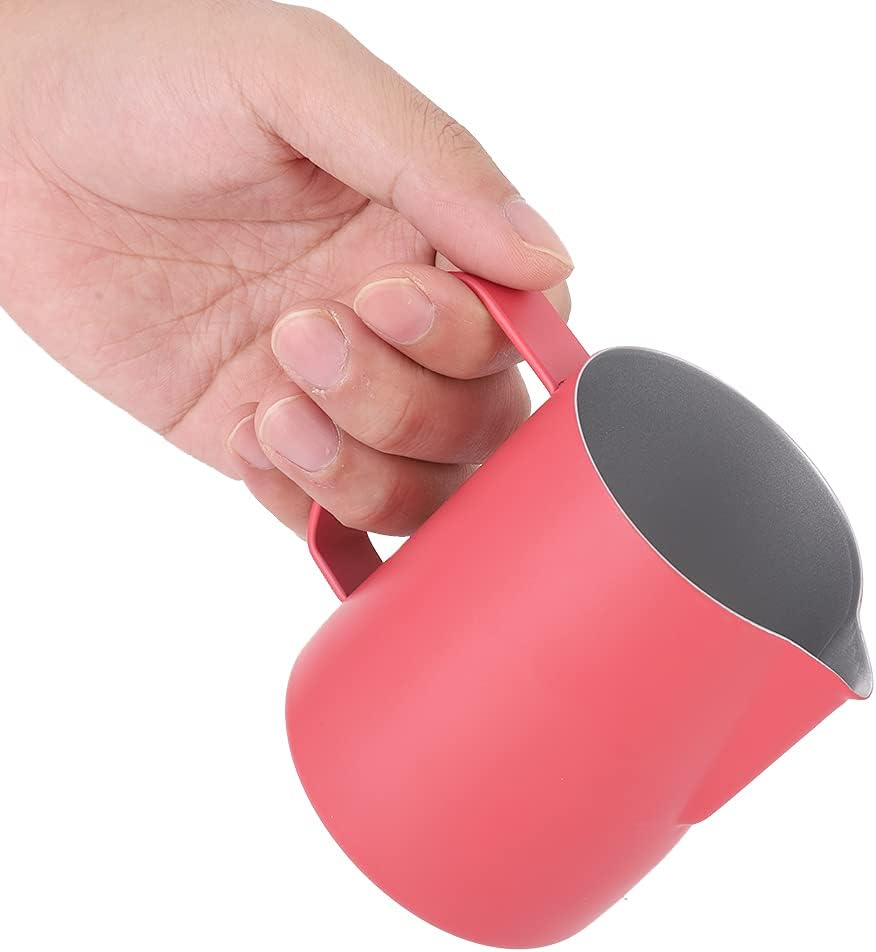 600ml Edelstahl Pitcher Milch Schaumbecher Rose Red Edelstahl Milchschaum Tasse Latte Art für Home C