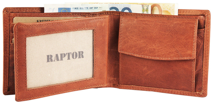 Raptor Herren Geldbörse - Echtleder braun. Format 12 x 10 cm | RA40007-003