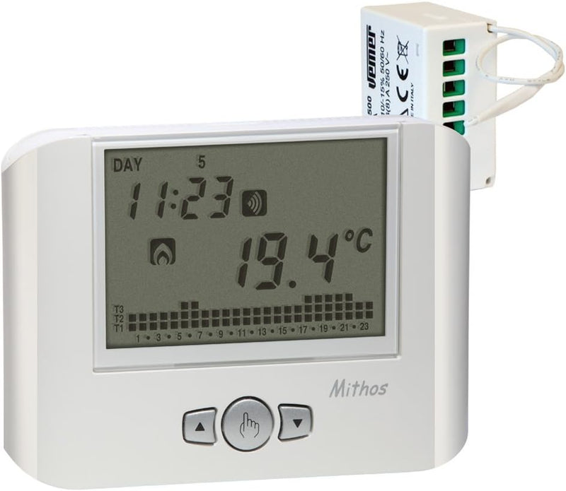 Vemer CHRONOTHERMOSTAT MITHOS RF Wandleuchte A Batterien und Fernantrieb, Schwarz, weiss, VE428900,