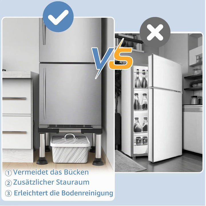 DEWEL Untergestell Kühlschrank Sockel Höhe 30-33cm Verstellbare 4 Stabile Saugnapf Füsse unterschran