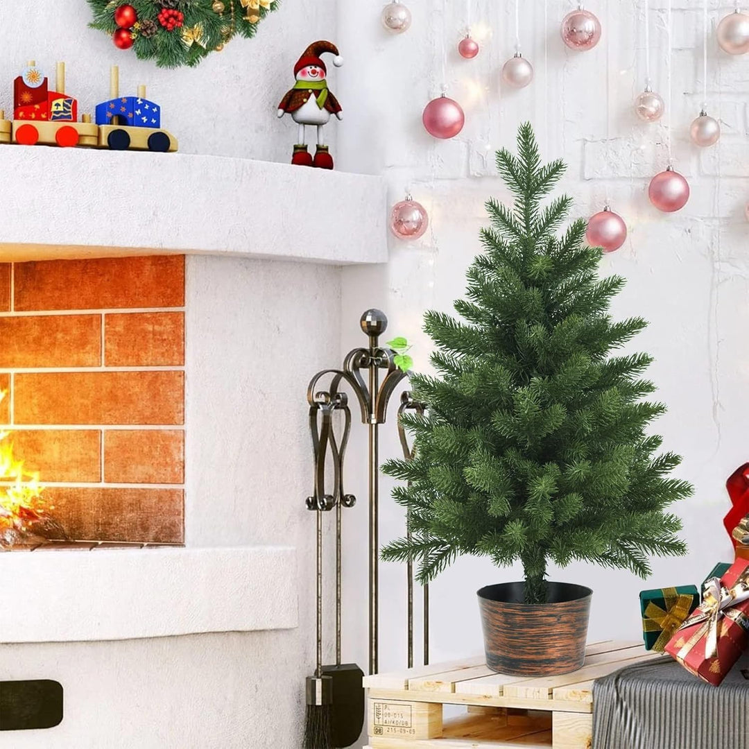 GOPLUS Mini-Weihnachtsbaum 60cm, Künstlicher Tisch Weihnachtsbaum mit 50 Zweigen & Sockel, 100% PE-S