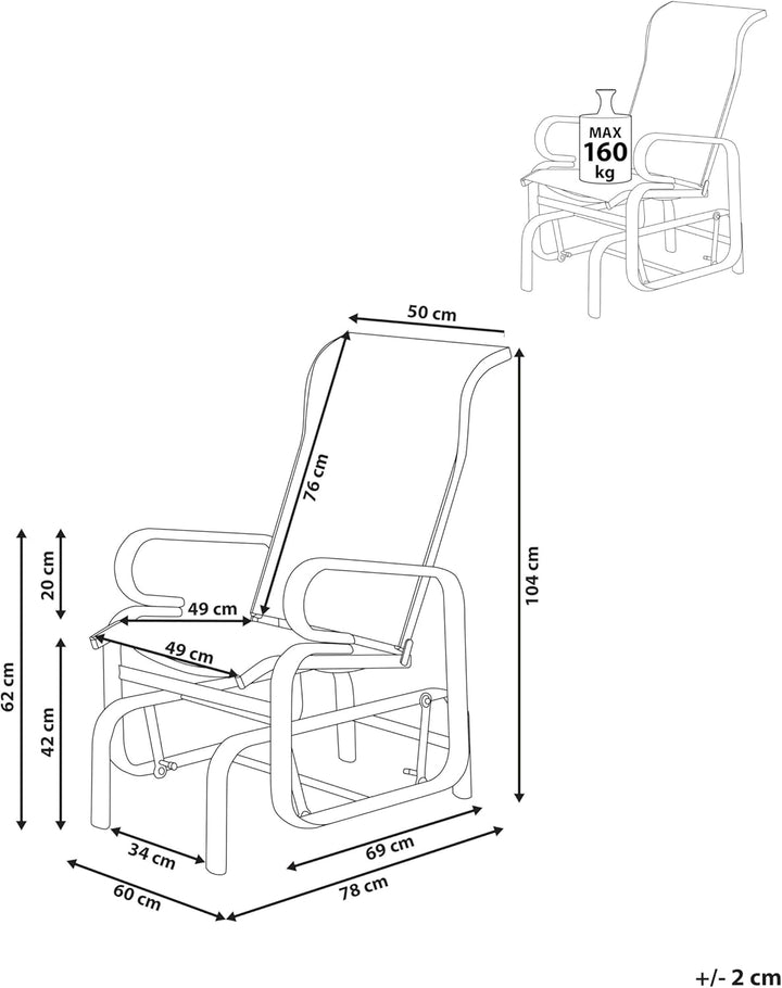Moderner Garten-Schaukelstuhl braun aus Aluminium Polyester Bespannung Borgio
