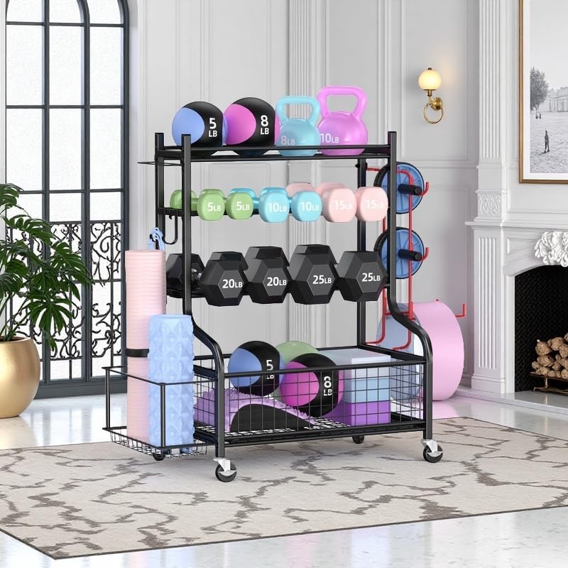 Mythinglogic Hantelständer, Multifunktionaler Kurzhantelständer für Hanteln, Yoga Matte, Faszienroll