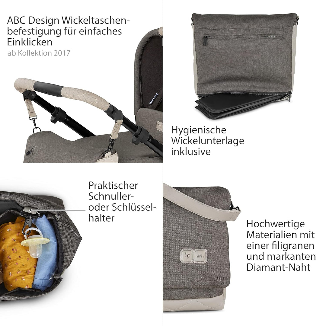ABC Design Wickeltasche Urban Diamond Edition - Crossbody Bag mit Baby Zubehör – Messenger Bag - gro