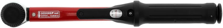 GEDORE red Drehmomentschlüssel für Links- und Rechtsgewinde, 1/4 Zoll, 5-25 Nm, Stahlrohr, Rot/Schwa