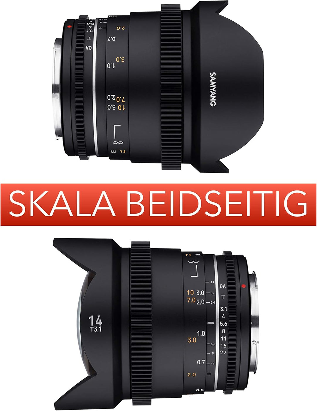 Samyang MF 14mm T3,1 VDSLR MK2 Canon EF – lichtstarkes T3,1 Ultraweitwinkel Cine- und Video Objektiv